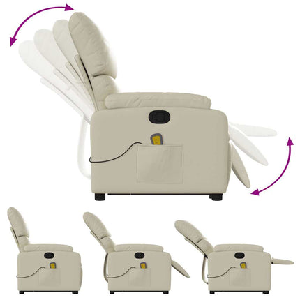 Stand up Massage Recliner Chair Cream Faux Leather