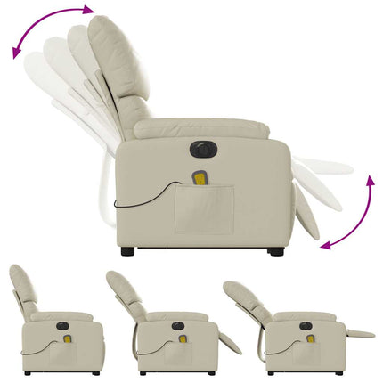 Electric Stand up Massage Recliner Chair Cream Faux Leather