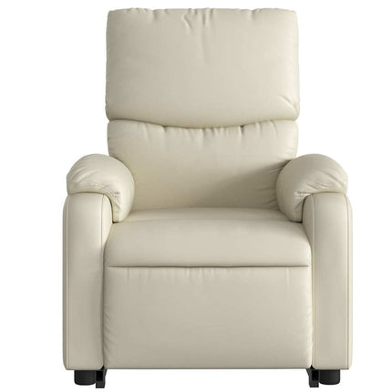 Electric Stand up Massage Recliner Chair Cream Faux Leather