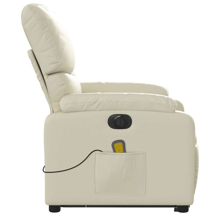 Electric Stand up Massage Recliner Chair Cream Faux Leather