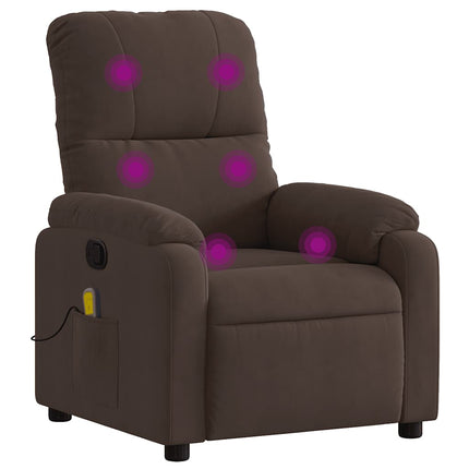 Massage Recliner Chair Brown Microfibre Fabric