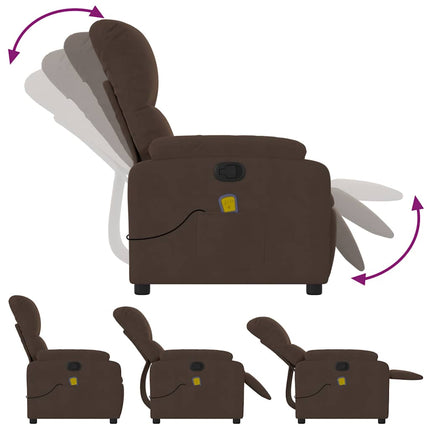 Massage Recliner Chair Brown Microfibre Fabric
