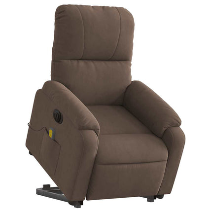 Electric Stand up Massage Recliner Chair Brown Microfiber Fabric