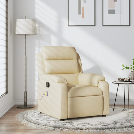 Massage Recliner Chair Cream Fabric