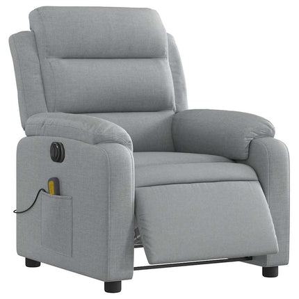 Electric Massage Recliner Chair Light Gray Fabric