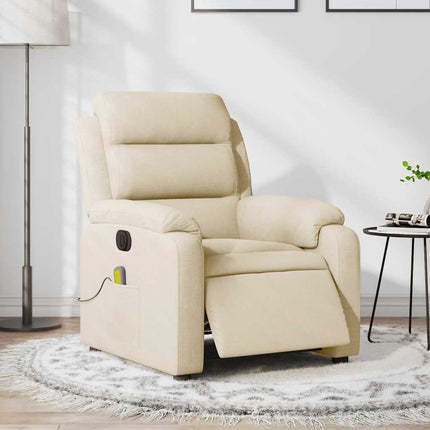 Electric Massage Recliner Chair Cream Fabric