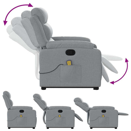 Stand up Massage Recliner Chair Light Gray Fabric