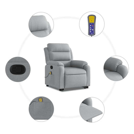 Stand up Massage Recliner Chair Light Gray Fabric