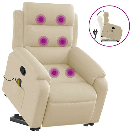 Stand up Massage Recliner Chair Cream Fabric
