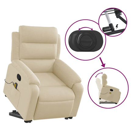Stand up Massage Recliner Chair Cream Fabric