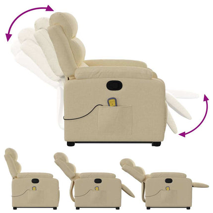 Stand up Massage Recliner Chair Cream Fabric