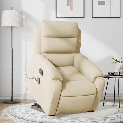 Stand up Massage Recliner Chair Cream Fabric