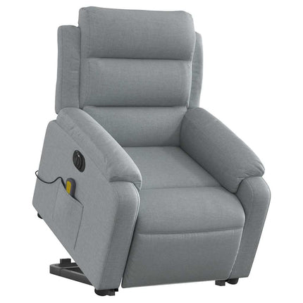 Electric Stand up Massage Recliner Chair Light Gray Fabric
