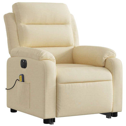 Electric Stand up Massage Recliner Chair Cream Fabric
