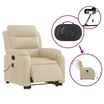 Electric Stand up Massage Recliner Chair Cream Fabric