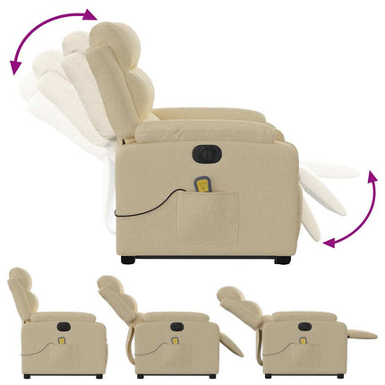 Electric Stand up Massage Recliner Chair Cream Fabric