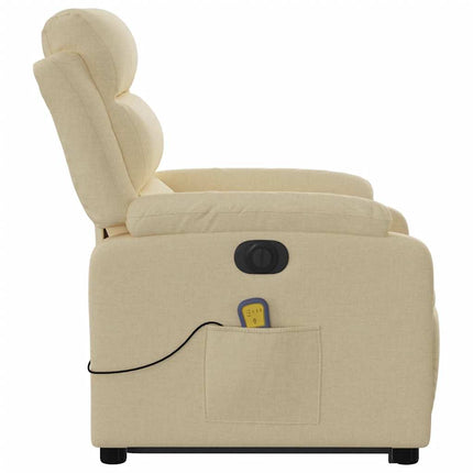 Electric Stand up Massage Recliner Chair Cream Fabric