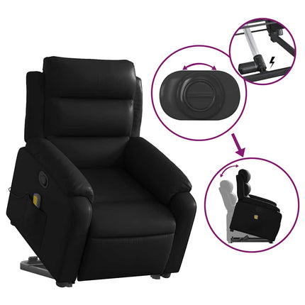 Stand up Massage Recliner Chair Black Faux Leather