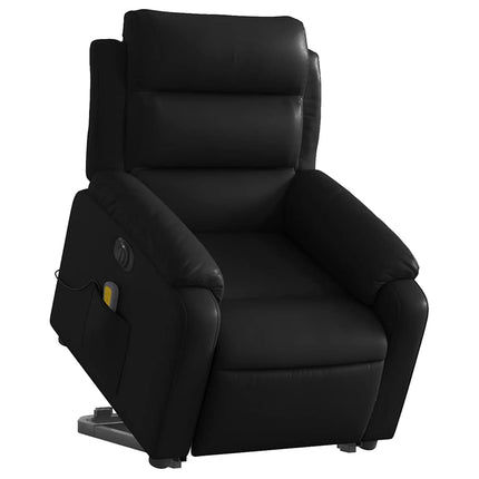 Electric Stand up Massage Recliner Chair Black Faux Leather