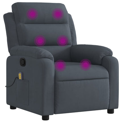 Massage Recliner Chair Dark Grey Velvet