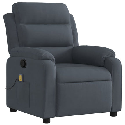 Massage Recliner Chair Dark Grey Velvet
