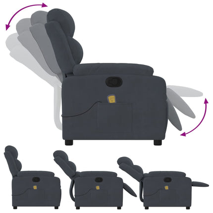 Massage Recliner Chair Dark Grey Velvet