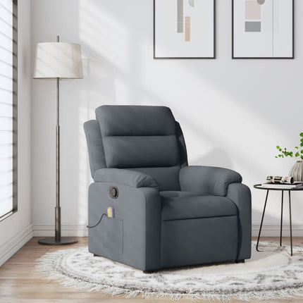 Massage Recliner Chair Dark Grey Velvet