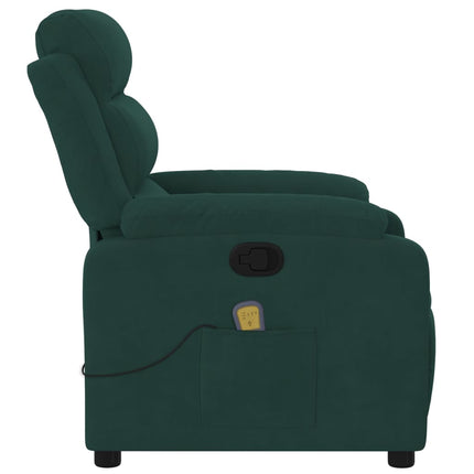 Massage Recliner Chair Dark Green Velvet
