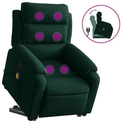 Stand up Massage Recliner Chair Dark Green Velvet