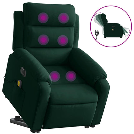Electric Stand up Massage Recliner Chair Dark Green Velvet