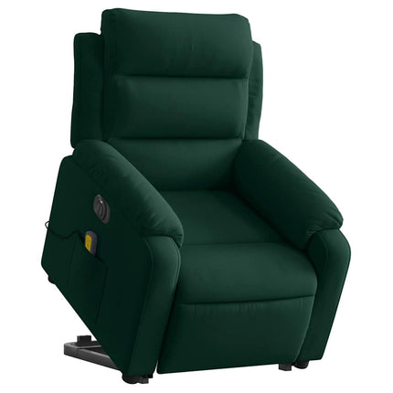 Electric Stand up Massage Recliner Chair Dark Green Velvet