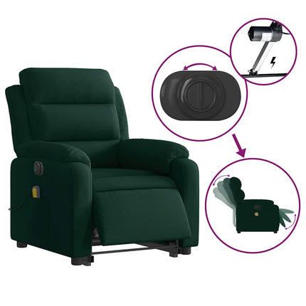 Electric Stand up Massage Recliner Chair Dark Green Velvet