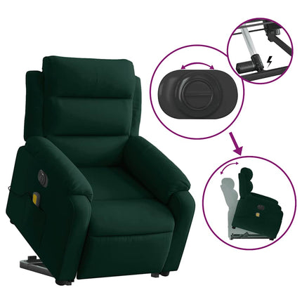 Electric Stand up Massage Recliner Chair Dark Green Velvet