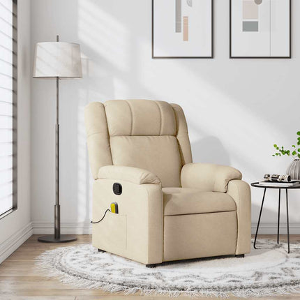 Massage Recliner Chair Cream Fabric
