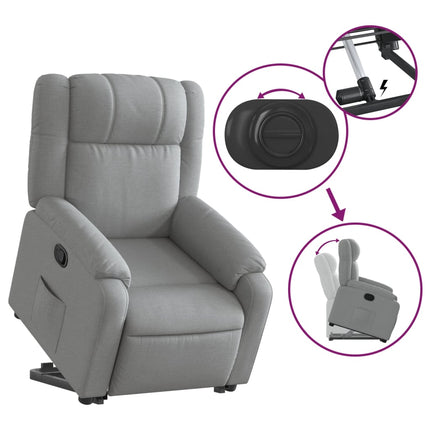 Stand up Recliner Chair Light Gray Fabric