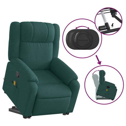 Stand up Massage Recliner Chair Dark Green Fabric