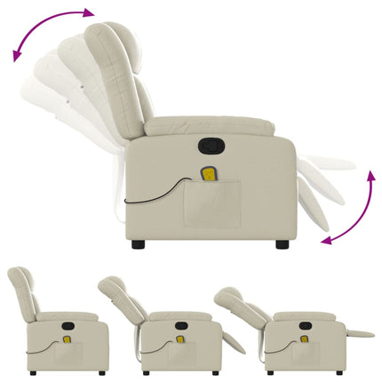 Massage Recliner Chair Cream Faux Leather