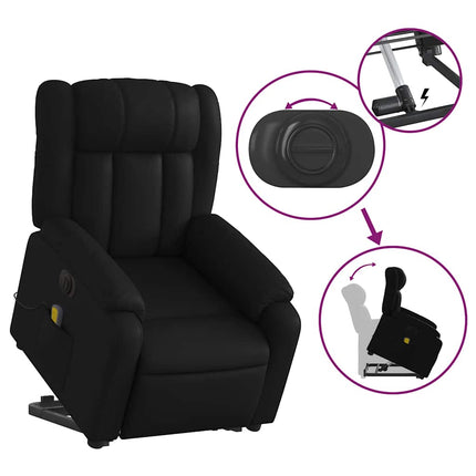 Electric Stand up Massage Recliner Chair Black Faux Leather