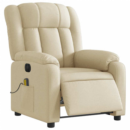 Electric Massage Recliner Chair Cream Fabric
