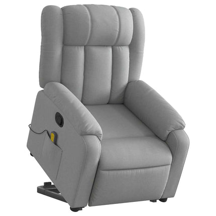 Stand up Massage Recliner Chair Light Gray Fabric