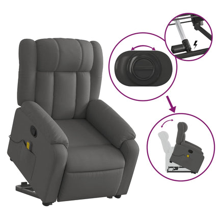 Stand up Massage Recliner Chair Dark Gray Fabric