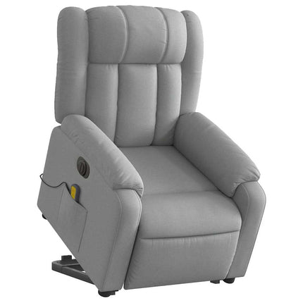 Electric Stand up Massage Recliner Chair Light Gray Fabric