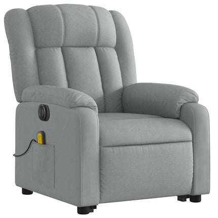 Electric Stand up Massage Recliner Chair Light Gray Fabric