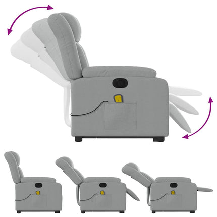 Electric Stand up Massage Recliner Chair Light Gray Fabric
