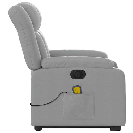 Electric Stand up Massage Recliner Chair Light Gray Fabric