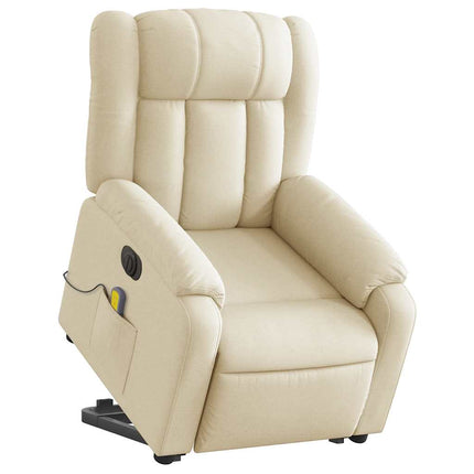 Electric Stand up Massage Recliner Chair Cream Fabric