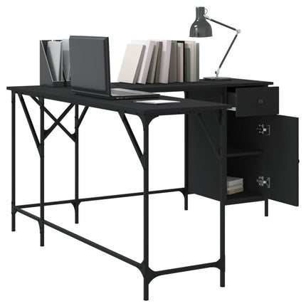 Desk Black 55.5"x55.5"x29.5" Engineered Wood