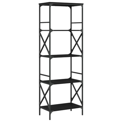 Bookcase 5-Tier Black 23.2"x13.8"x67.3" Engineered Wood