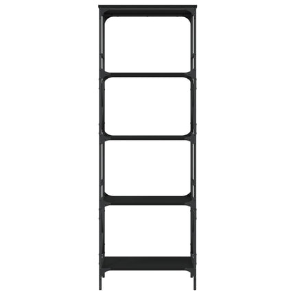 Bookcase 5-Tier Black 23.2"x13.8"x67.3" Engineered Wood