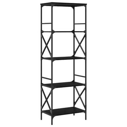 Bookcase 5-Tier Black 23.2"x13.8"x67.3" Engineered Wood